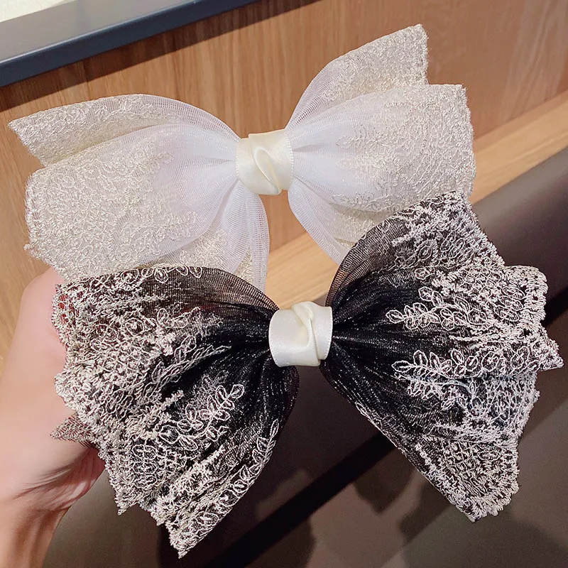 

New Women Girls Elegant Lace Chiffon Big Bow Hair Clips Sweet Headband Hair Ornament Hairpins Barrettes Fashion Hair Accessories