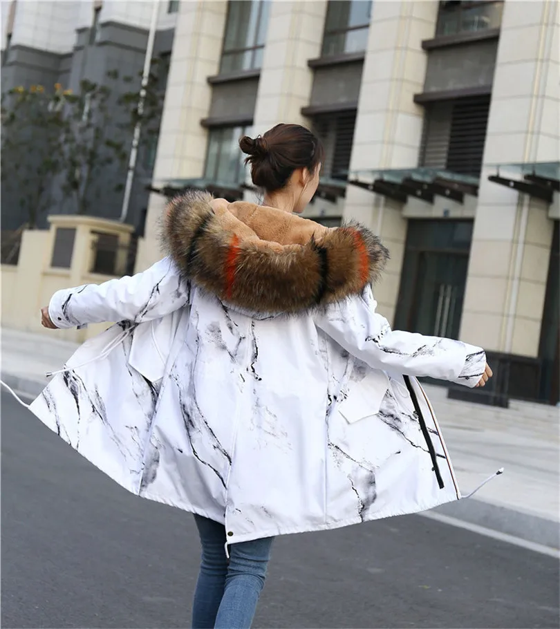 Зимняя меховая парка джинсовая куртка Женское зимнее пальто с капюшоном Длинная