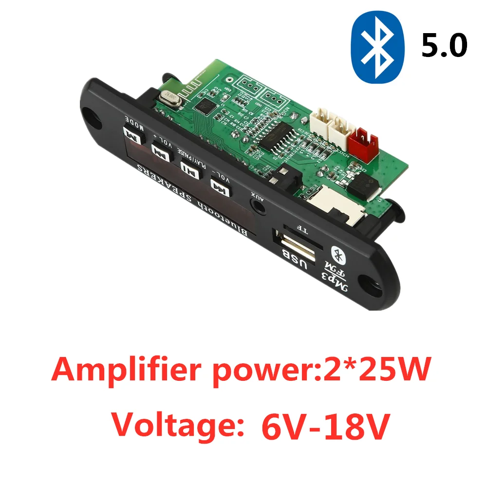 12V Bluetooth5.0 MP3 декодирующая плата модуль Беспроводной в машину с USB, туманный распылитель, MP3 проигрыватель TF слот для карт/USB/FM радио/пульт дистанционного декодирующая плата модуль - изображение