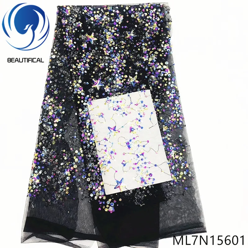 Красивая африканская Кружевная Ткань 5 ярдов многослойная кружевная ткань с