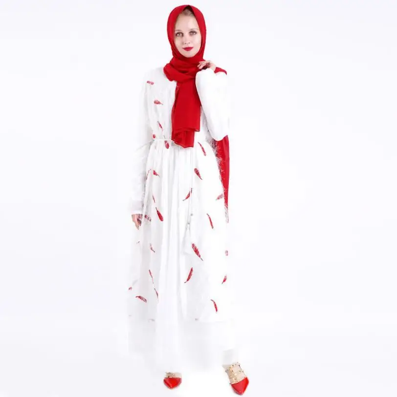 Кимоно с бахромой Eid Ramadan Abaya кардиган хиджаб вышивкой мусульманское платье
