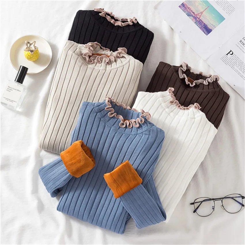 Зимний теплый толстый бархатный свитер женские свитера с высоким воротом