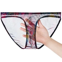 mens sexy see through ice silk briefs mesh sheer pouch stretchy seamless panties underwear low rise transparent male underpants