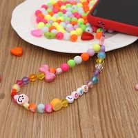 new summer chain for phone lanyard colorful candy beads chains strap letter bracelet for women trend smiley cute jewelry