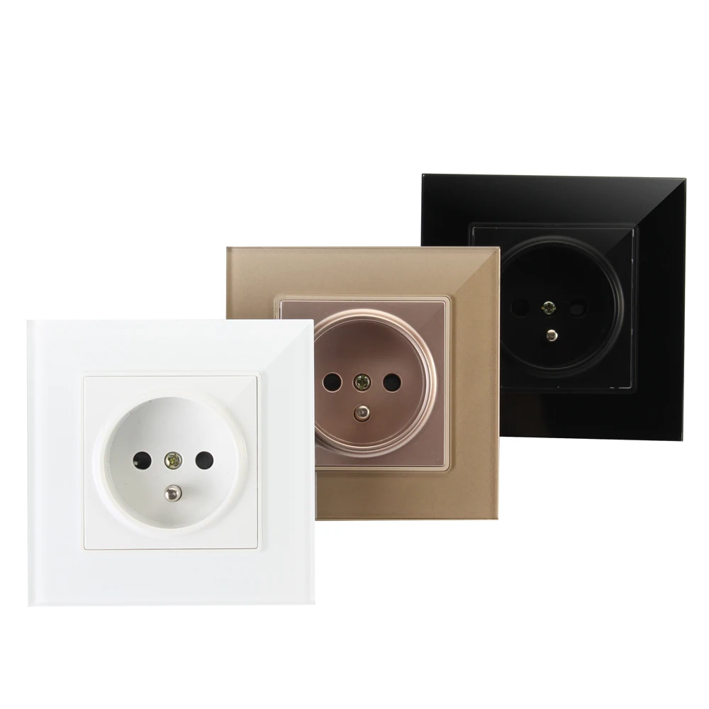 Настенная розетка 16 А в французском стиле трехцветная Хрустальная стеклянная