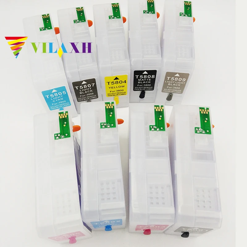 Vilaxh pro 3800 9 шт. видов цветов T5801 T5809 пустой многоразовый картридж для принтера epson