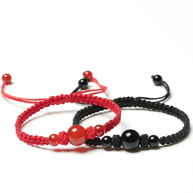 

Красный браслет на удачу ручной работы для мужчин и женщин этнический тибетский Будда красная веревка тканый браслет для пар подарок Модна...
