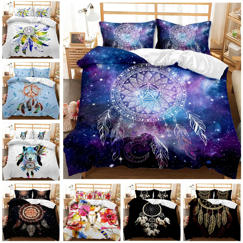 

Creative Bohemian Prints Duvet Cover 3pcs Bedding Set Starry Dreamcatcher Quilt Cover Queen King Size Comforter Cover Bedclothes