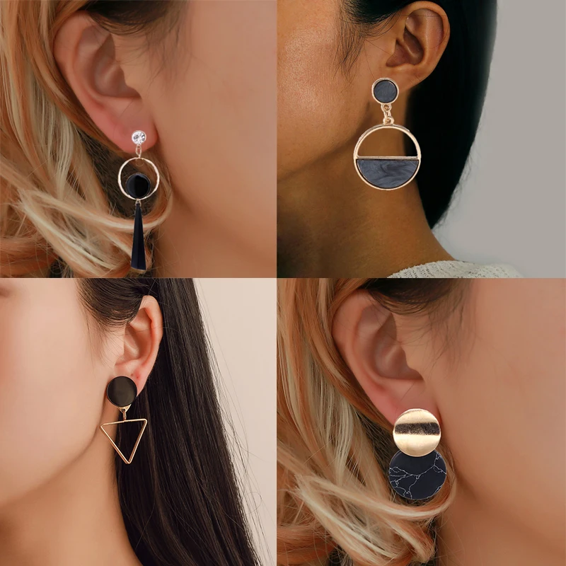 Черные акриловые висячие серьги в Корейском стиле для женщин 2019 модные ювелирные