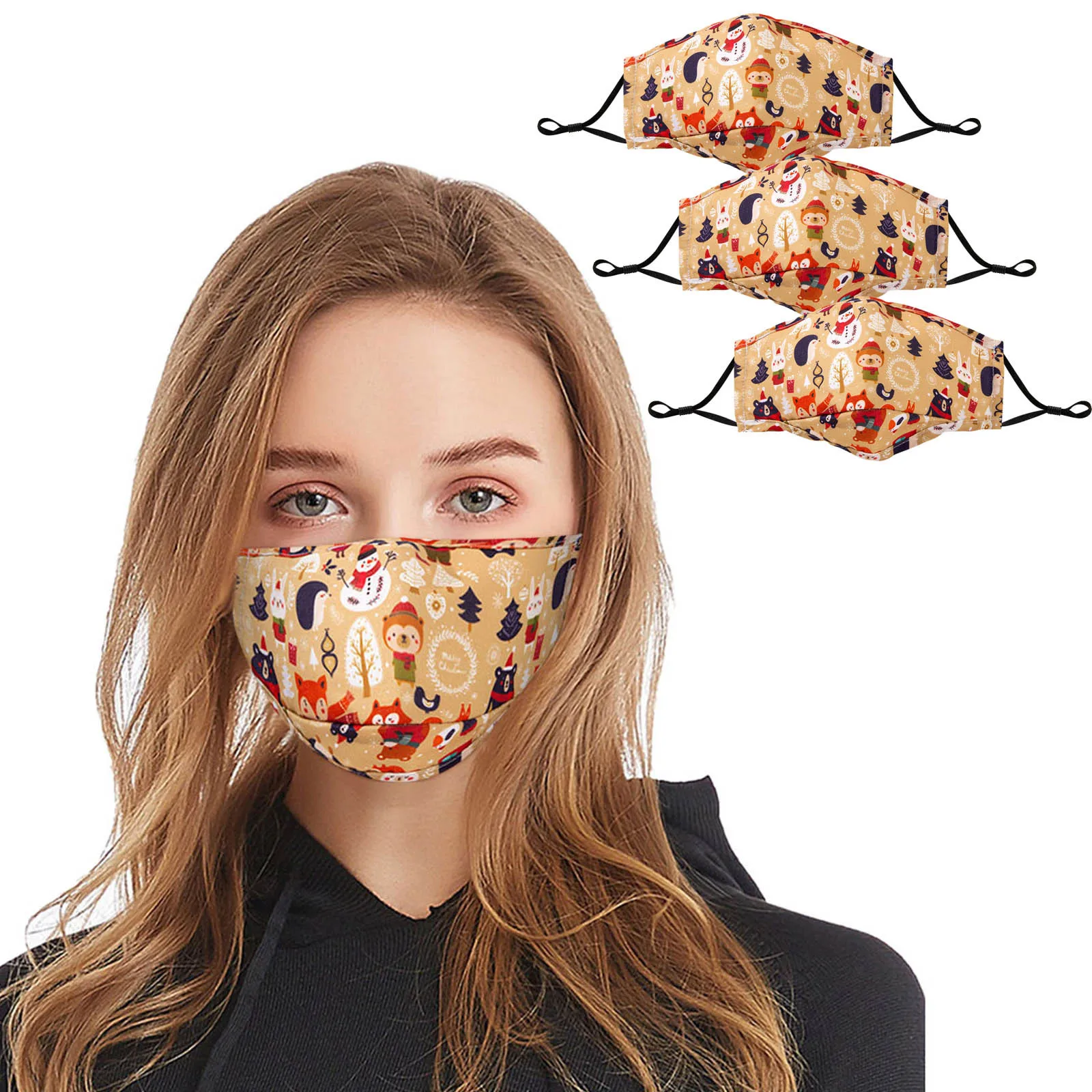 Комплект из 3 предметов для взрослых маски лица с рождественским принтом