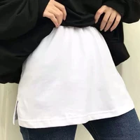 women cotton white black fake shirt tail irregular skirt false blouse tail hem diy detachable a line underskirt