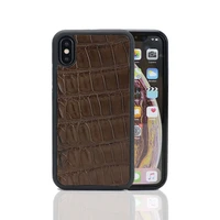 luxury monogrammed letters genuine crocodile skin leather case for iphone 7 8 plus xs max 11 12 13 pro max protective phone case