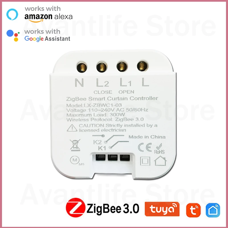

Tuya ZigBee 3.0 Tuya Smart Life Curtain Switch Module For Roller Shutter Blind Motor With Alexa Google Home App Control