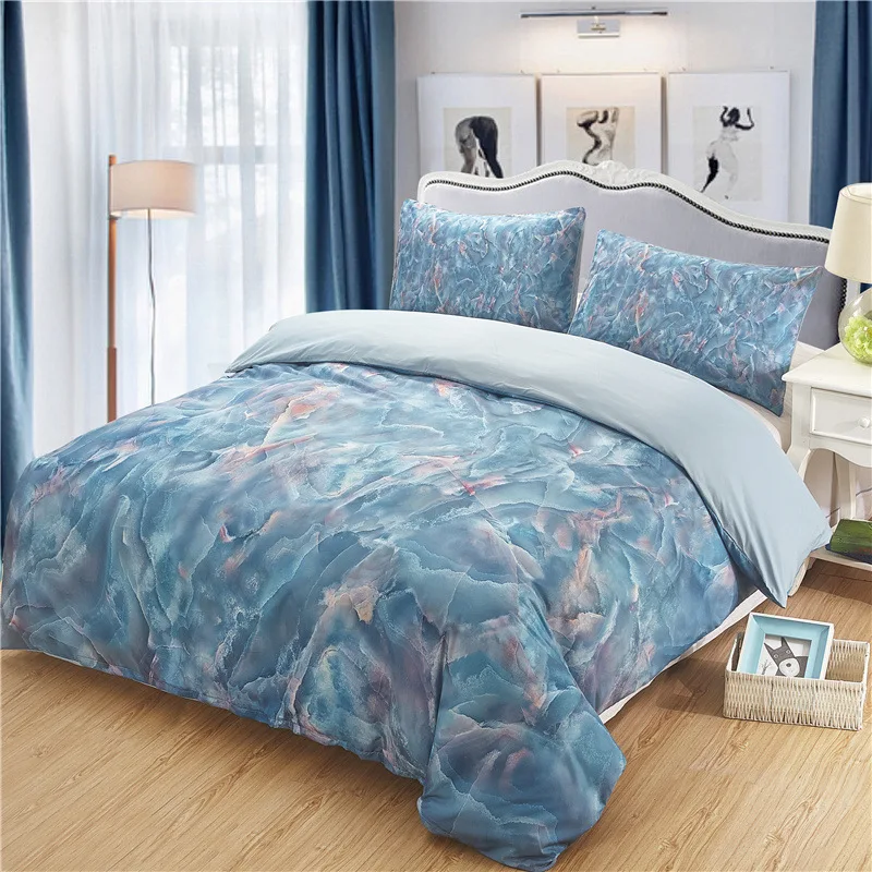 

Printed Marble Bedding Set White Blue Yellow Duvet Cover King Queen Size Quilt Cover Brief Bedclothes Comforter Cover 3Pcs