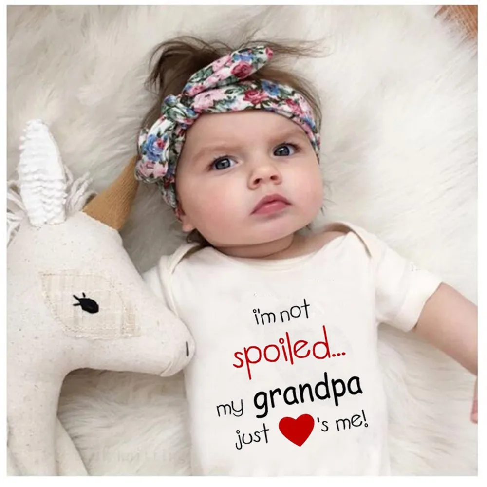 Летняя одежда для маленьких девочек и мальчиков с принтом Мой дедушка любит меня