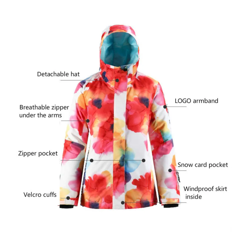 

New Ski Suit Women's Winter Outdoor Mountaineering Warm Windproof Waterproof Veneer Double Board Snow Coat+Trousers 913