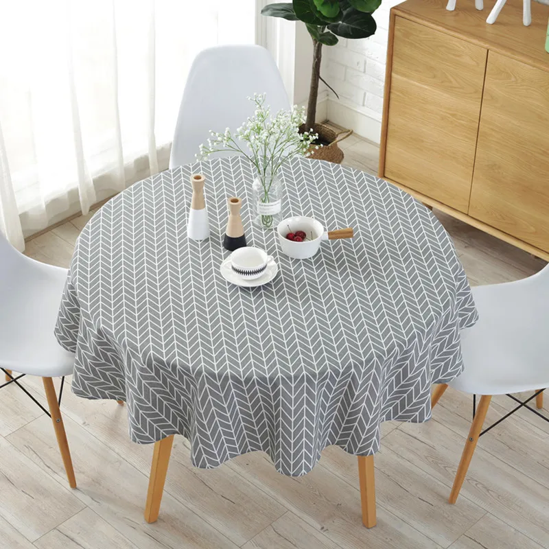 

Nordic Round Tablecloth Household Round Table Cloth Printing Tablecloth Protective Cover For Tea Table Outdoor Mat Decoration