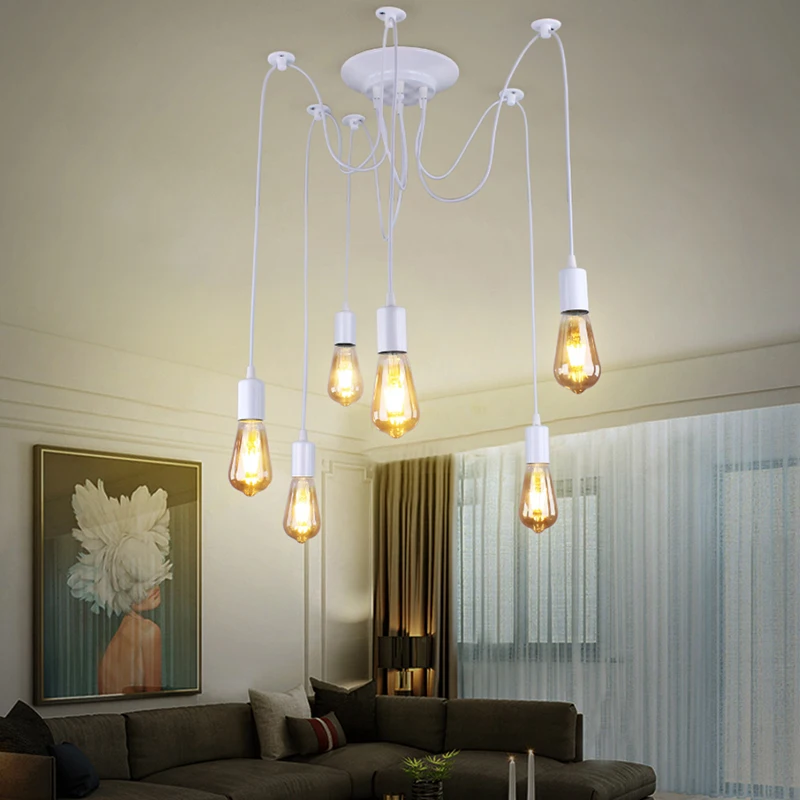 Промышленный черный/белый подвесной светильник Паук светодиодный паук для лофта