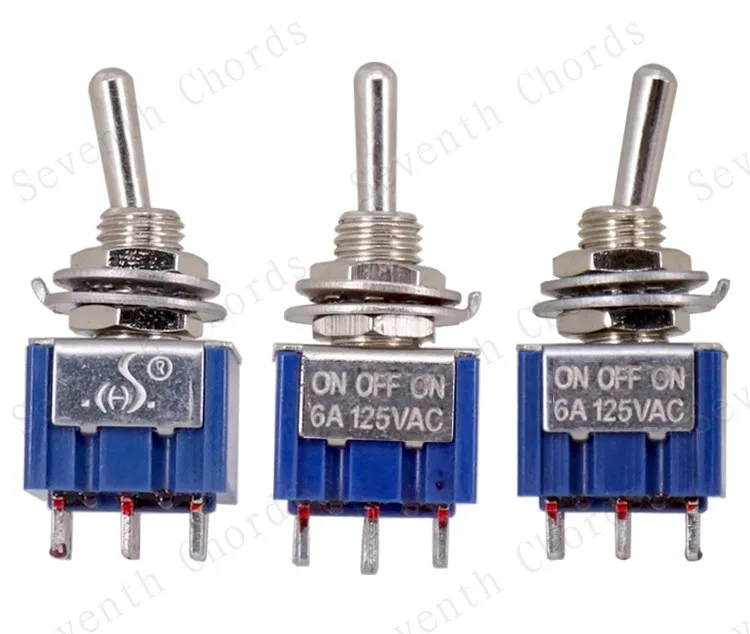 2 шт. DP3T 6 Pin ВКЛ-ВЫКЛ-на 6A 125V AC мини 3 Way позиционный переключатель для бас-гитары |