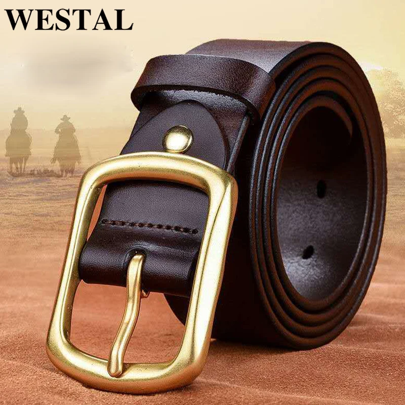 

WESTAL Genuine Leather For Men High Quality Black Buckle Jeans Belt Cowskin Casual Belts Business Belt Cowboy waistband