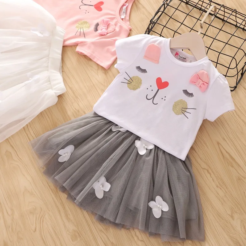 

Children Clothes Summer Cartoon Baby Girls Clothes Set T-shirt+Skirt Tracksuit Suit Kids Outfits For Toddler Girls Clothes 2020