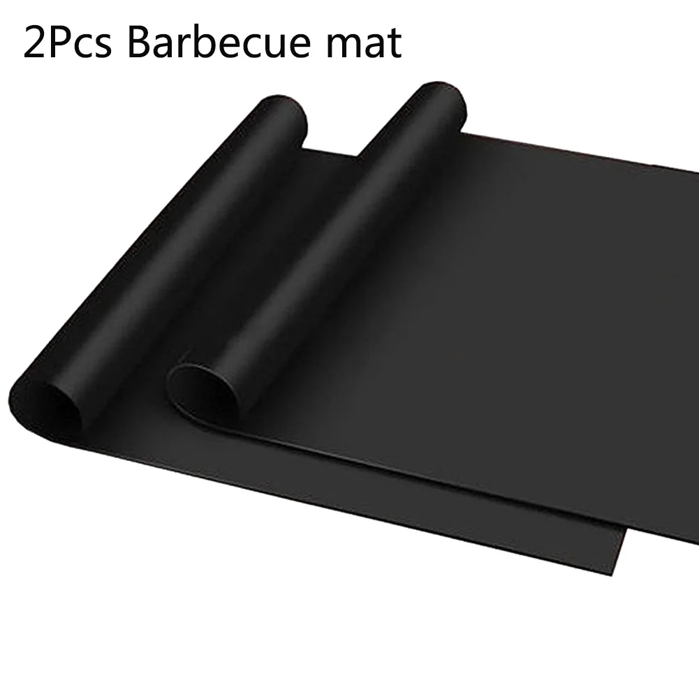 2Pcs Pad Антипригарная высокотермостойкая ткань напольная печь для барбекю коврик из нержавеющей стали зажим для хлеба для барбекю LXX - Цвет: 2Pcs Pad