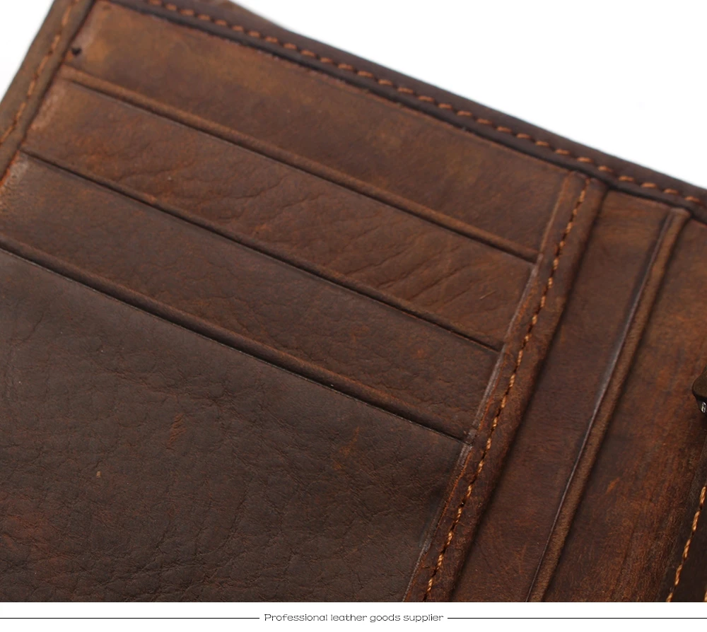 Crazy Horse Leather Men's Top Layer Leather Lattice Wallet Business Real Leather Luxury And Classical Design Mens Small Wallet