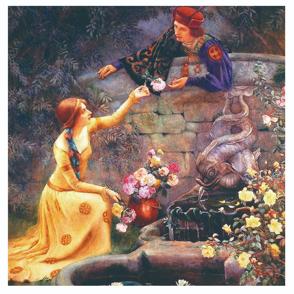 Romeo And Juliet Printed Canvas Cross Stitch Set DIY Embroidery Knitting Painting Handmade Craft Stamped For Adults Promotions