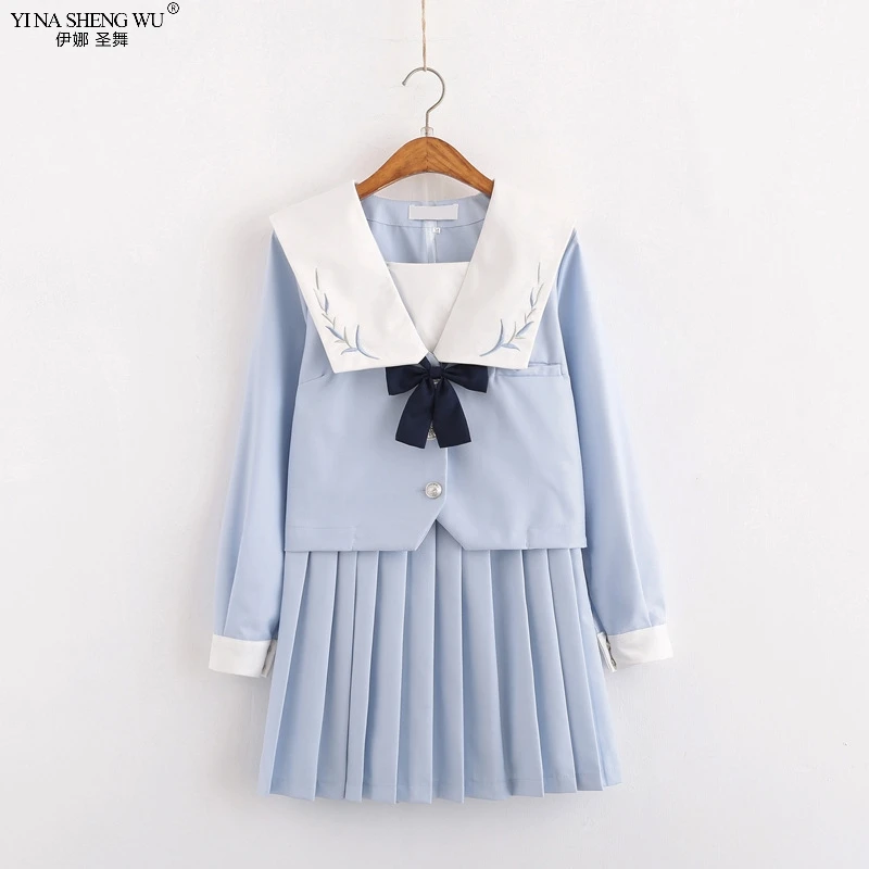 Японская школьная форма JK рубашка с коротким рукавом плиссированная юбка