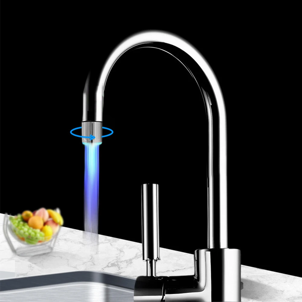 

LED Water Faucet Temperature Sensor 3 Colors With Light Replacement Kitchen Bathroom Home Improvement ABS Practical Tap Sink