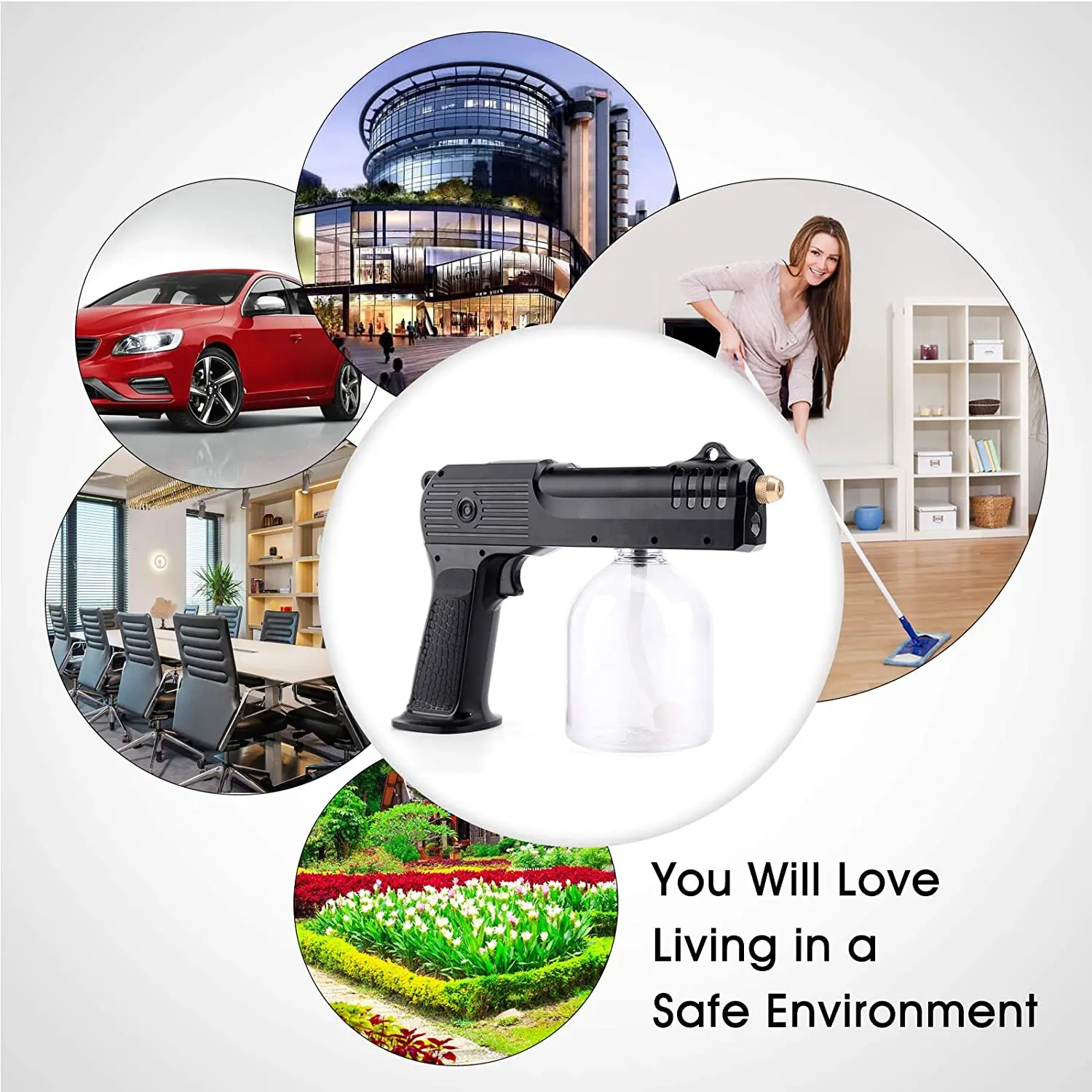 

Nano Steam Gun Wireless Blue Ray Nano Sprayer Blue Light Ultra Fine Aerosol Water Mist Trigger with 4 Type Replaceable Nozzle