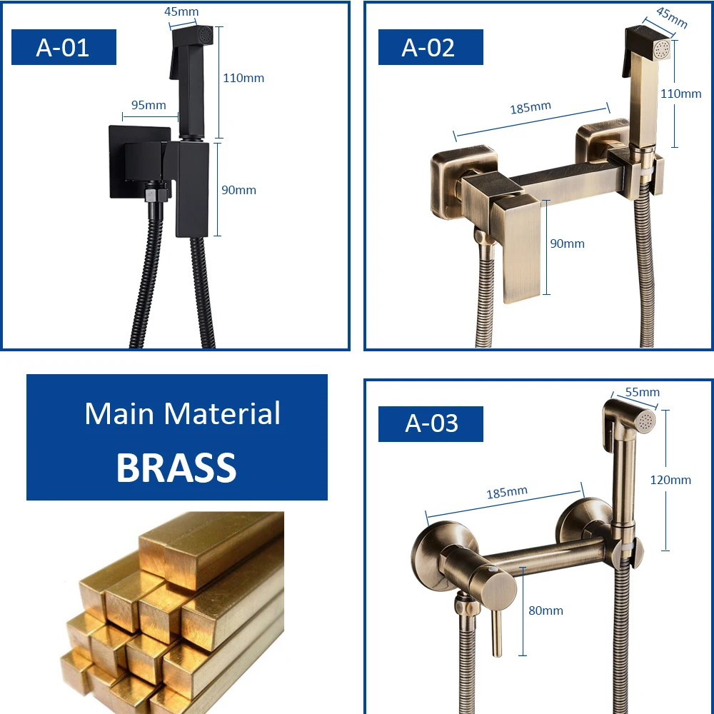 Матовый черный смеситель для биде Quyanre душа из твердой латуни мусульманский Higienica