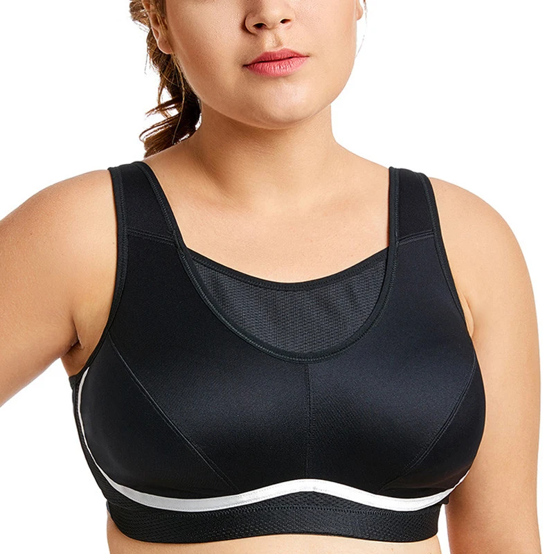 Free Shipping Wholesales Women's High Impact No-Bounce Full Coverage Wireless Bra C D DD E F 36 38 40 42 44 46