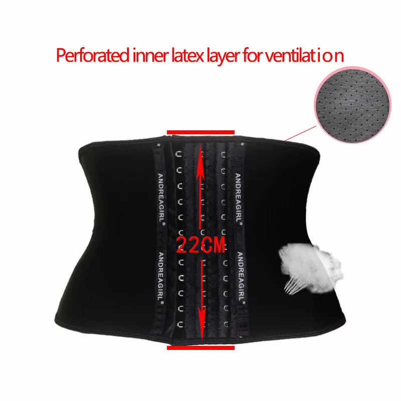 22cm Short 3 Layers Latex Waist Trainer Corset 9 Steel Bones Shapewear Body Shapers Women Corset Slimming Belt Waist Shaper 9052