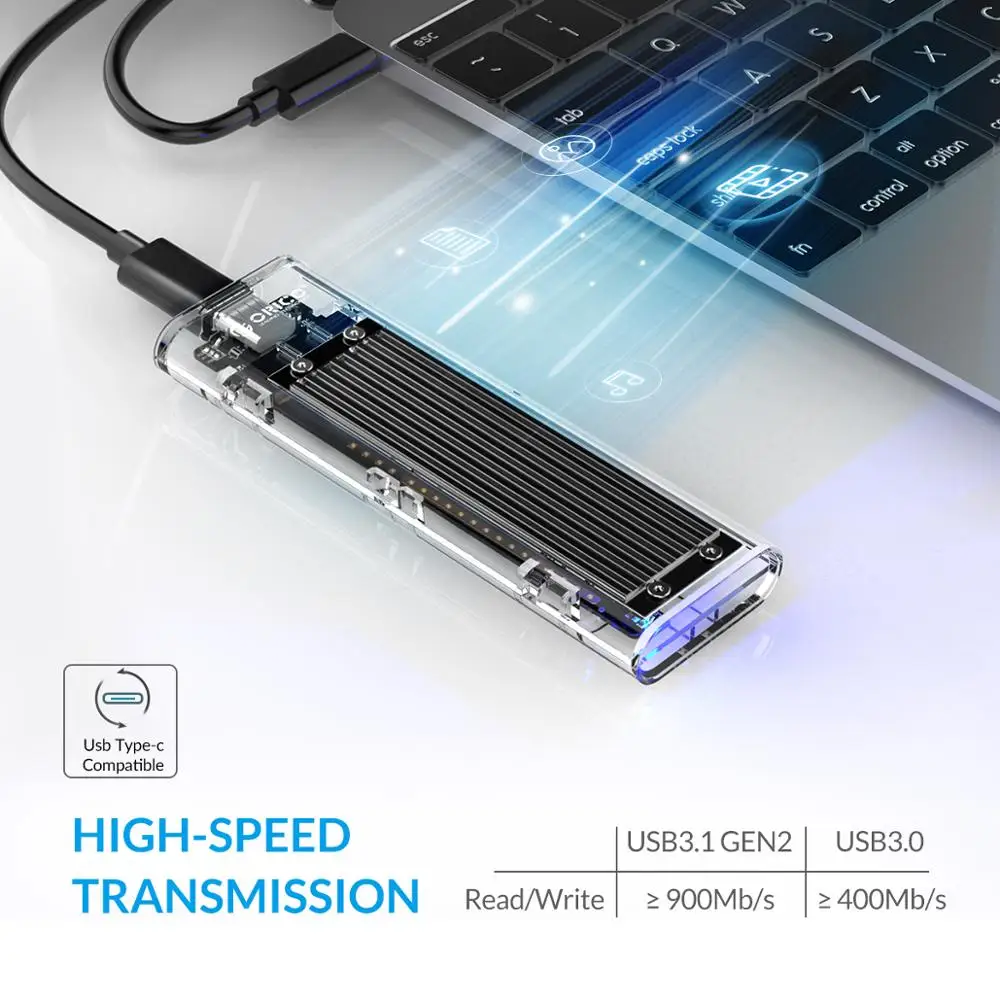 Прозрачный чехол ORICO M2 NVMe для жесткого диска футляр NVME PCIE NGFF SATA M/B Key SSD Disk |