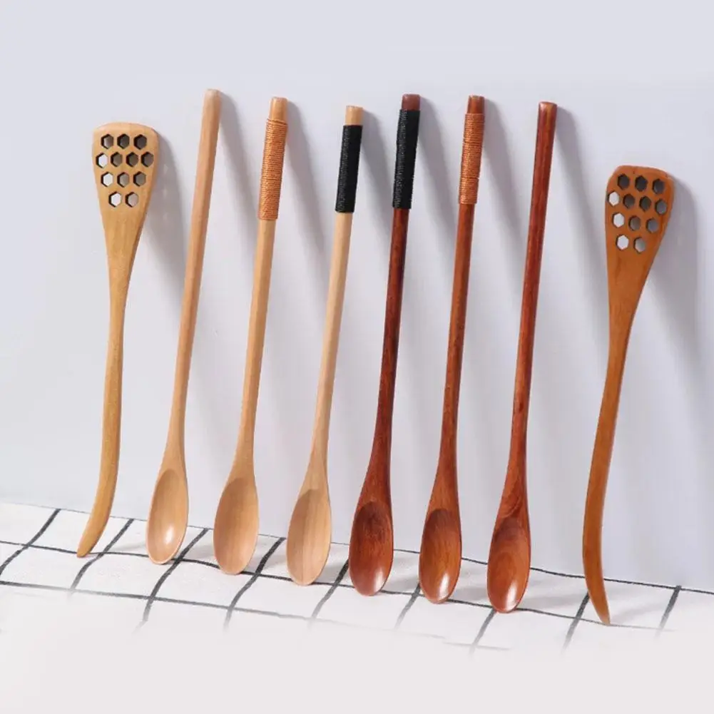

Japanese-style Long Handle Wooden Spoon Coffee Stirring Honey Tea Soup Spoon Supplies Tableware Mixing Kitchen Rod Spoon De Z2l6