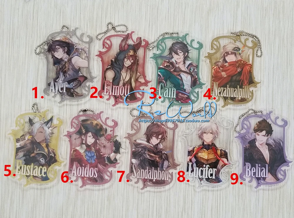 Granblue фантазия брелок с рисунком из игры аниме Ayer Belial Elmott Lucifer Cain Sandalphon Nezahualpilli Eustace