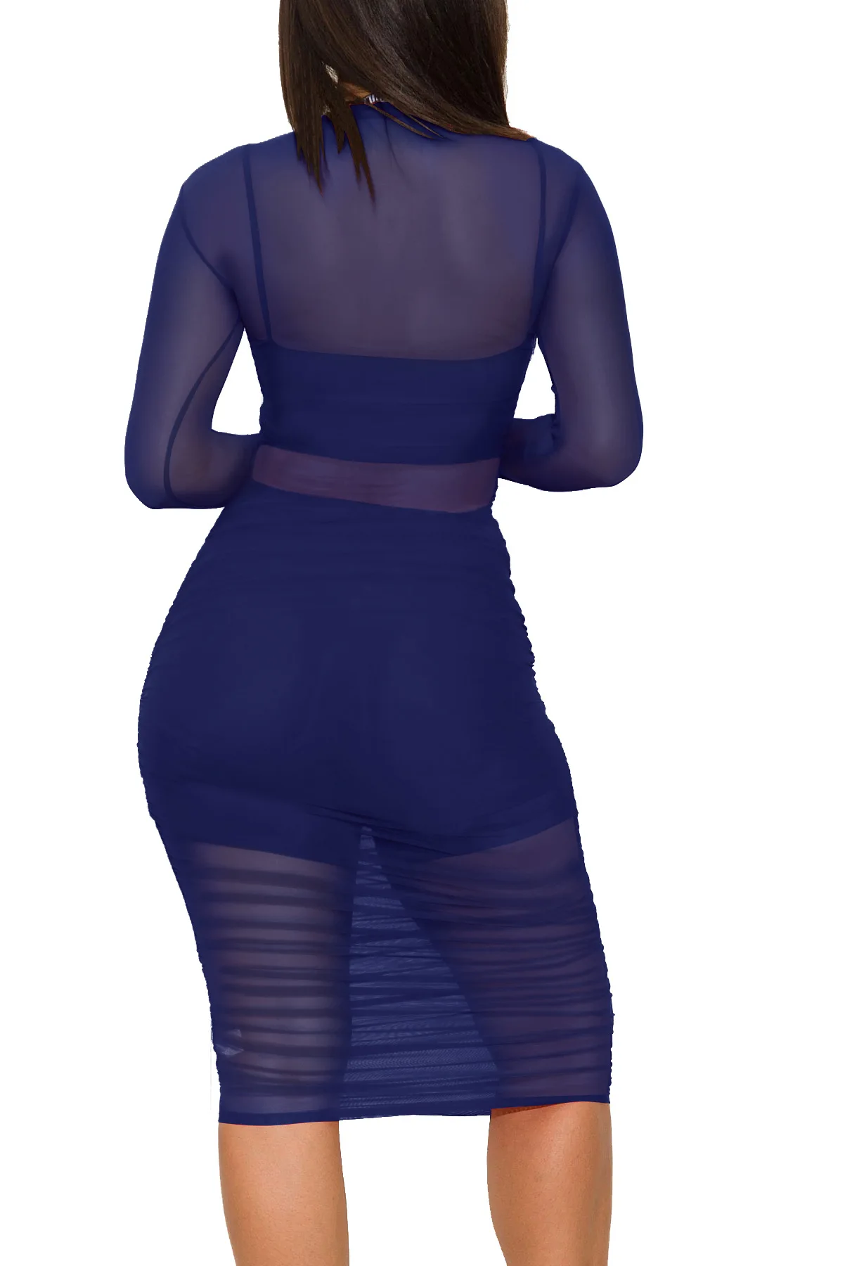 

3 Pcs Sets 2021 Spring New Women Sexy Clubwear Sets Cami Crop Top + Short Bottom + Long Sleeve Mesh Dress