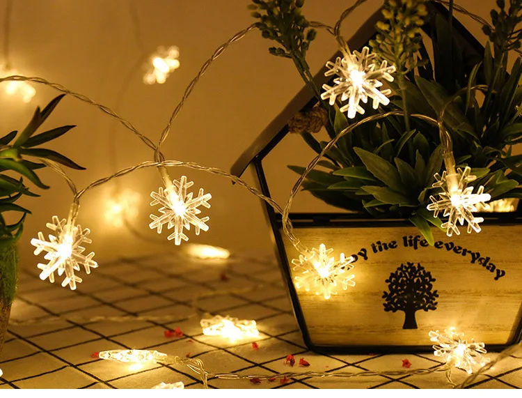СВЕТОДИОДНАЯ Гирлянда со снежинками рождественские комнатные огни украшение