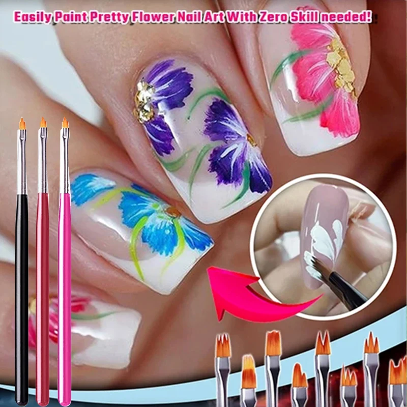 

8pcs Nail Bloom Flower Nail Art Brush Pen Gel UV Nail Painting Flower Drawing Pen SSwell