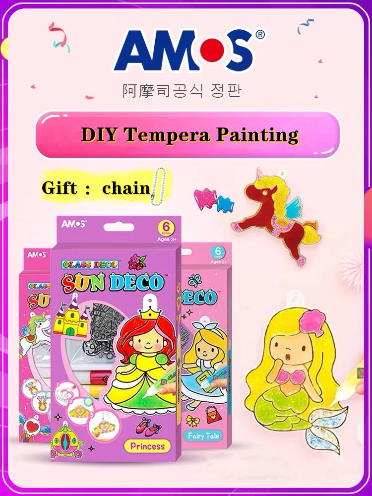 

Amos Air Dry Peelable Tempera Painting 6/10 Colors Paints 10.5ml Tubes Drawing Painting Pigment for Christmas Princess Girl Boy