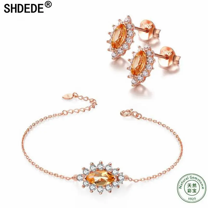 Ювелирные изделия SHDEDE из чистого серебра 925 пробы с цветным сокровищами комплект