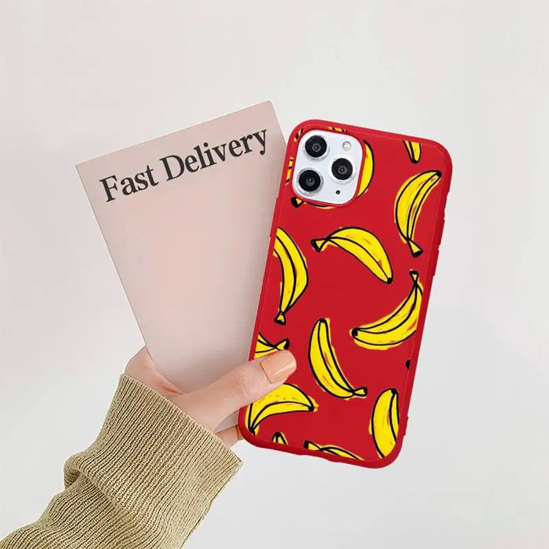 

0 Cartoon fruit banana Phone Case Candy Color for iPhone 6 7 8 11 12 s mini pro X XS XR MAX Plus