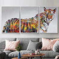aahh animal picture canvas painting wall art oil painting tiger 3 set poster and print for living room for home decor no frame