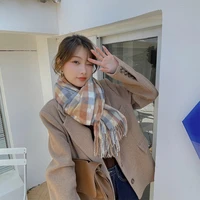 autumn and winter women%e2%80%99s warm long cashmere scarf shawl japan korea fashion mosaic plaid pattern tassel thick scarves lady