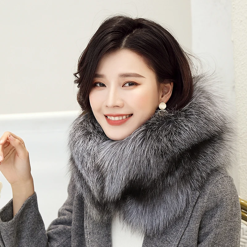 Lantafe шарф кольцо женский Зимний расширение утолщение натуральный Лисий мех
