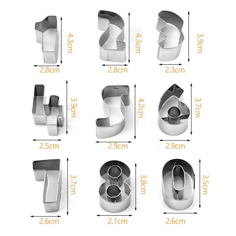 9 шт номер набор резаков для печенья резки формовочная машина Нержавеющая сталь