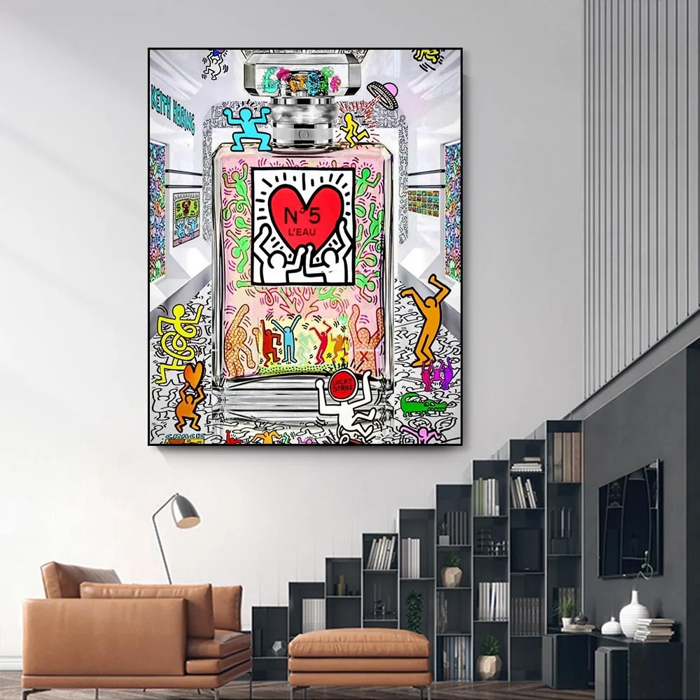 

Abstract Perfume Art Canvas Painting Keith Perfume Painting Street Pop Posters and Prints Modern Home Wall Room Decoration