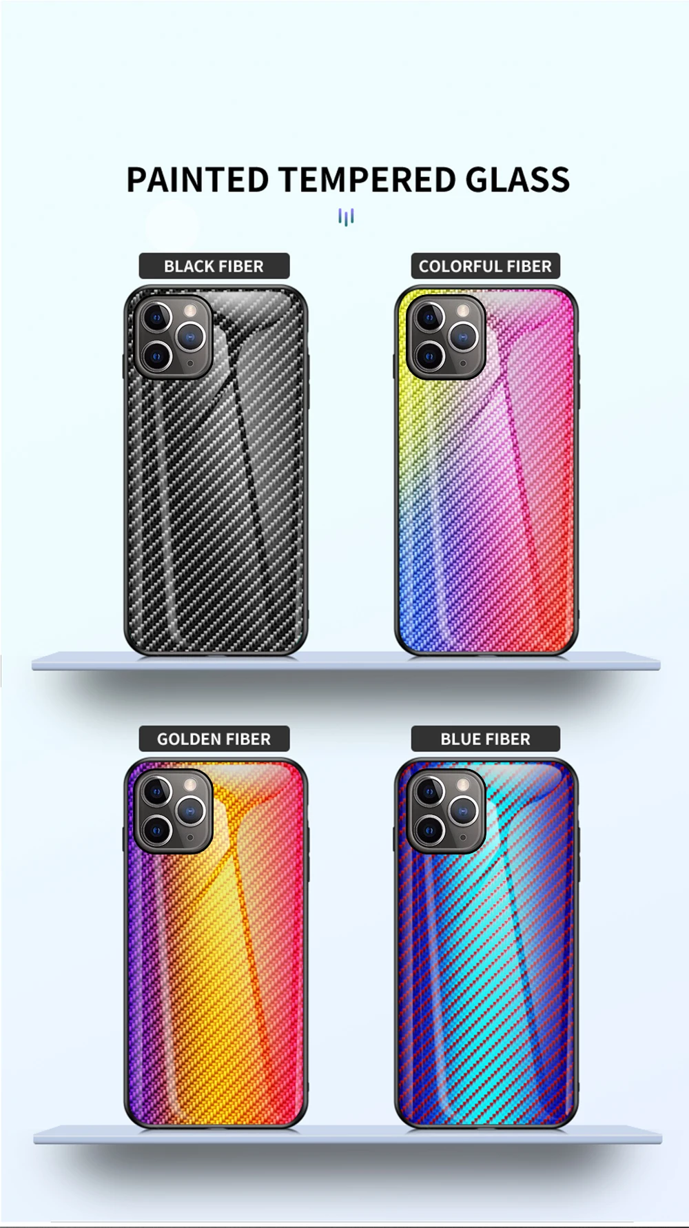 Чехол из закаленного стекла для iPhone 11 Pro Max X 8 7, ударопрочный жесткий гибридный защитный чехол для iPhone, модный градиентный карбоновый чехол