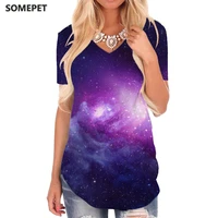 somepet galaxy t shirt women nebula v neck tshirt sky t shirts 3d purple tshirts printed womens clothing summer casual tops